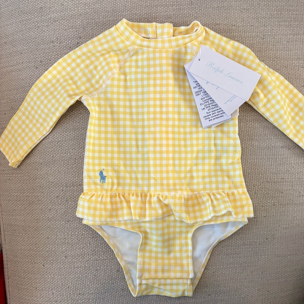 Ralph Lauren Yellow Gingham Baby 3-6 months Swimsuit